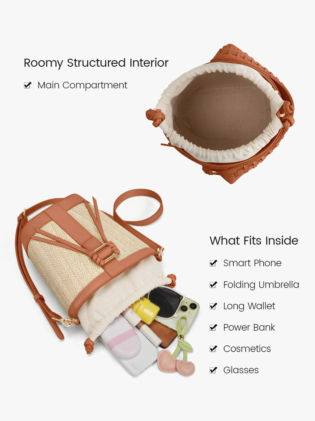 Marina Raffia Straw Bucket Bag