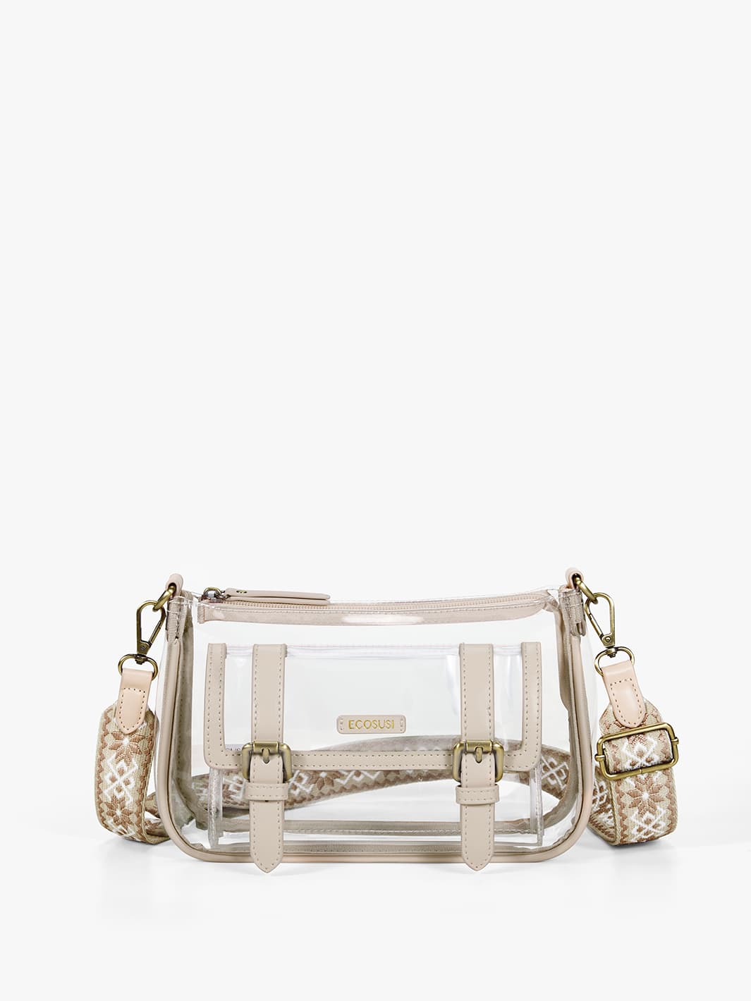 Clear Crossbody Bag with Premium PVC - ECOSUSI Crossbody Bag 