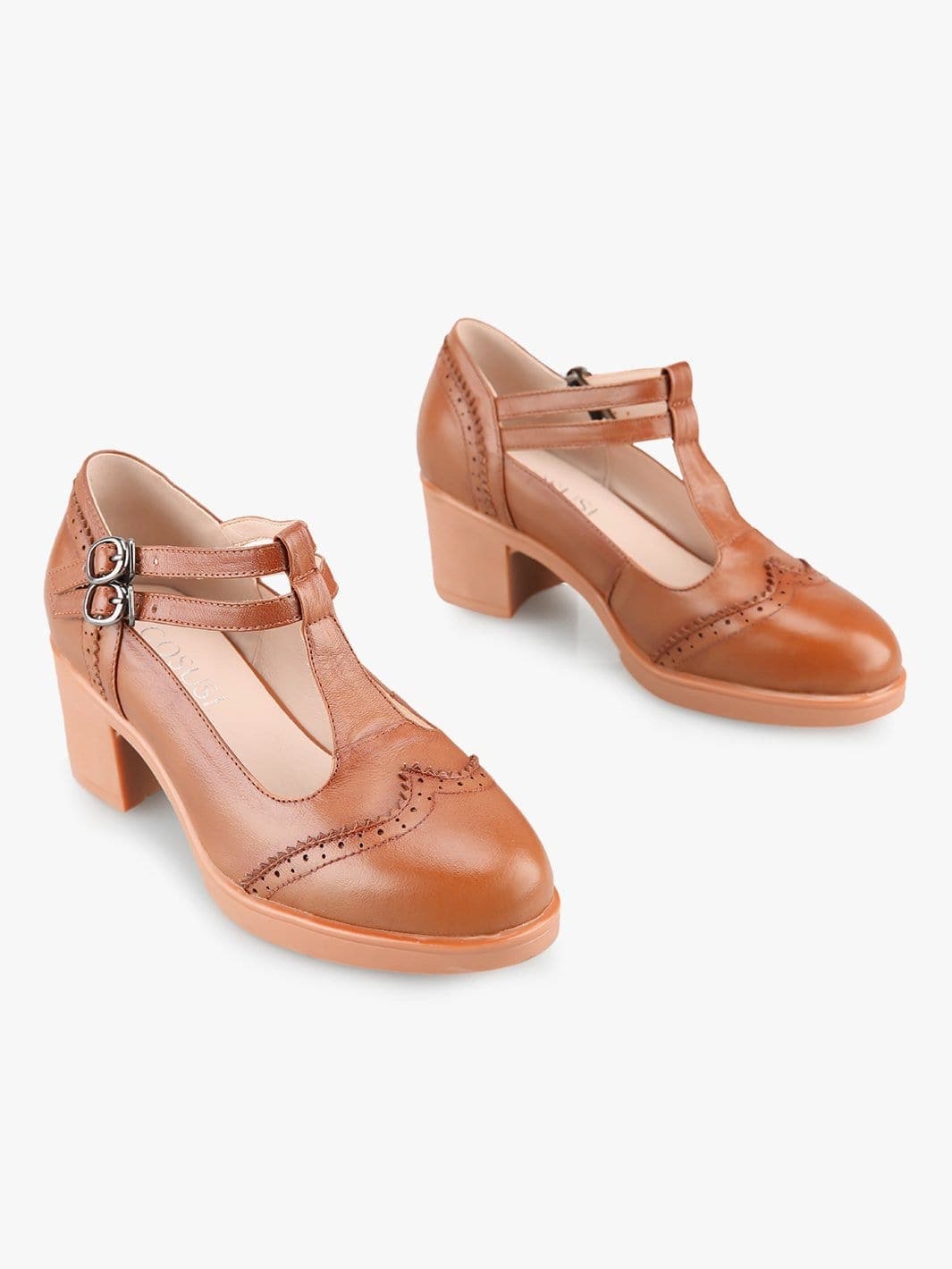 Women‘s Classic T-Strap Leather Shoes